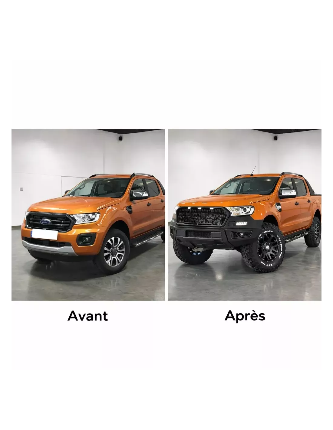 Kit pare-choc type Raptor Ford Ranger 2016-2022 + calandre LED