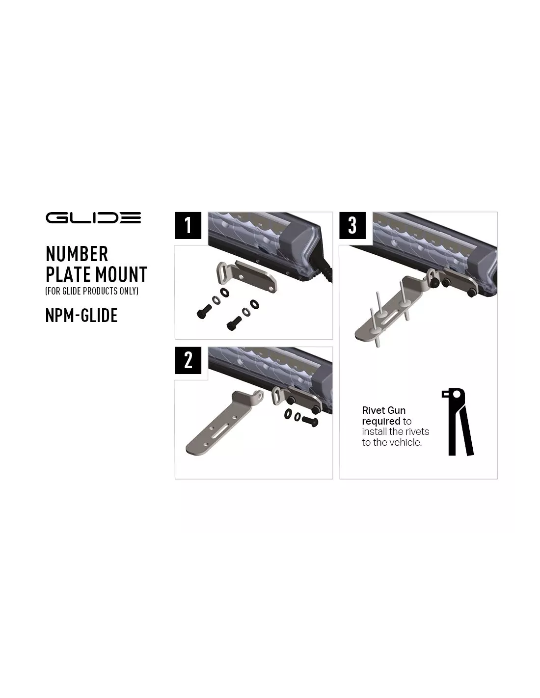 SUPPORT DE PLAQUE D'IMMATRICULATION LAZER (GLIDE)