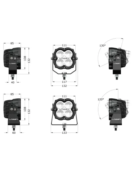 PHARE LED LAZER UTILITY-45 Gen2 NOIR - FIXATION WIDE - ADR A