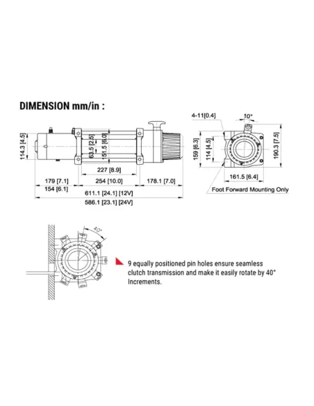 TREUIL COMEUP DV 12 LITE (5443 KG) 24V - Câble acier