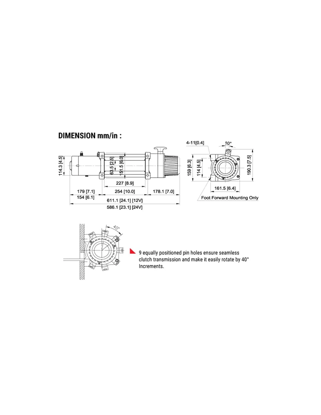 TREUIL COMEUP DV 12 LITE (5443 KG) 24V - Câble acier