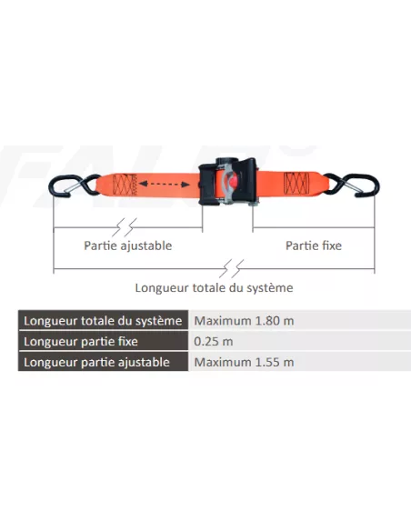 SANGLE ARRIMAGE AUTO-RETRACTABLE CROCH. LINGUET 50mm x 1.8M