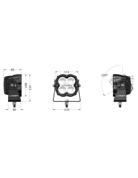 PHARE LED LAZER UTILITY-80 Gen2 NOIR - FIXATION WIDE