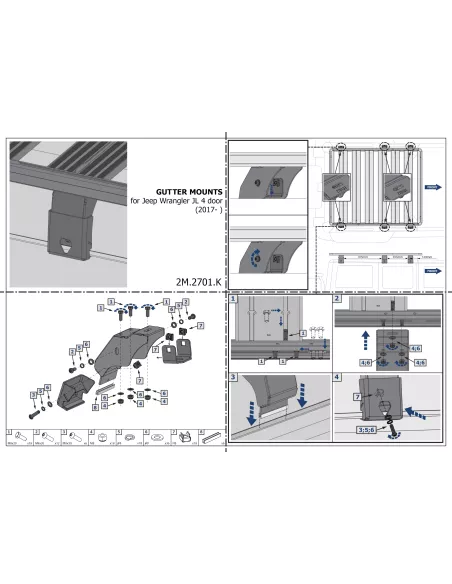 SUPPORT MONTAGE GOUTIERE JEEP WRANGLER JL