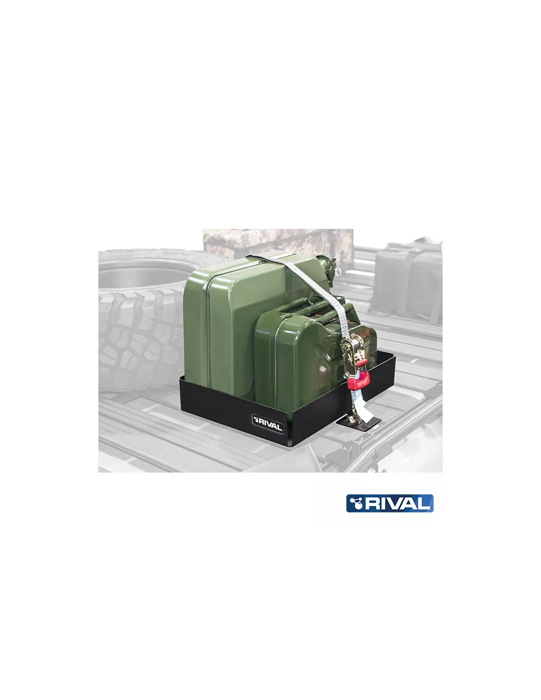 SUPPORT PORTE JERRYCAN DOUBLE POUR GALERIE MODULABLE RIVAL