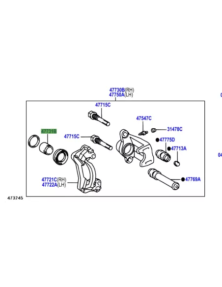Piston Étrier de Frein arrière Toyota Land Cruiser
