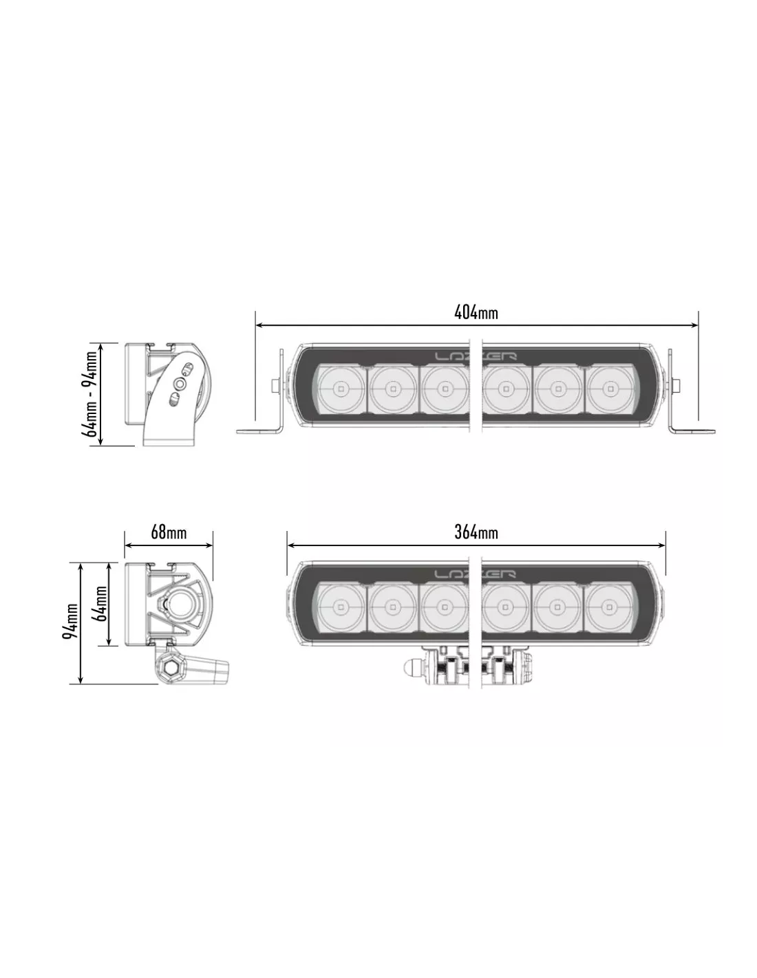 PHARE LED LAZER ST-8 EVOLUTION / NOIR