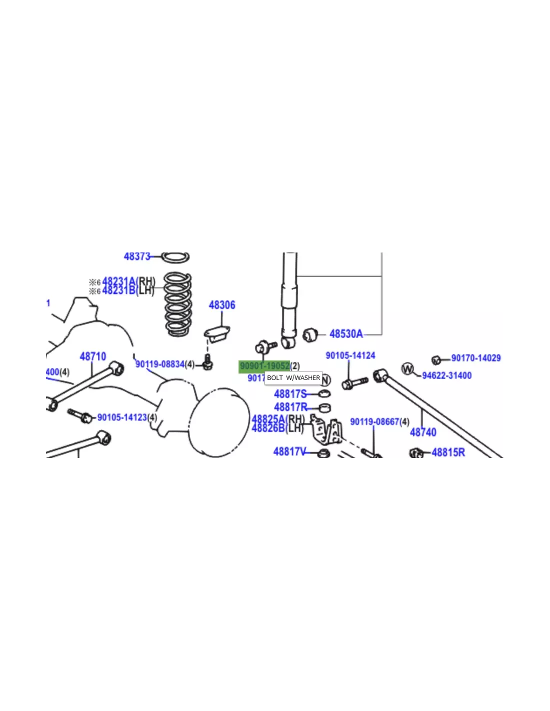 Vis de fixation inférieure amortisseur arrière HDJ100 TOYOTA -