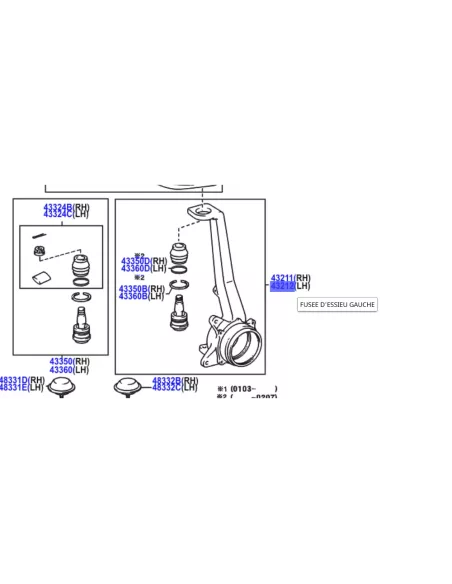 Fusée de suspension avant gauche KZJ9 KDJ9 avec ABS TOYOTA -