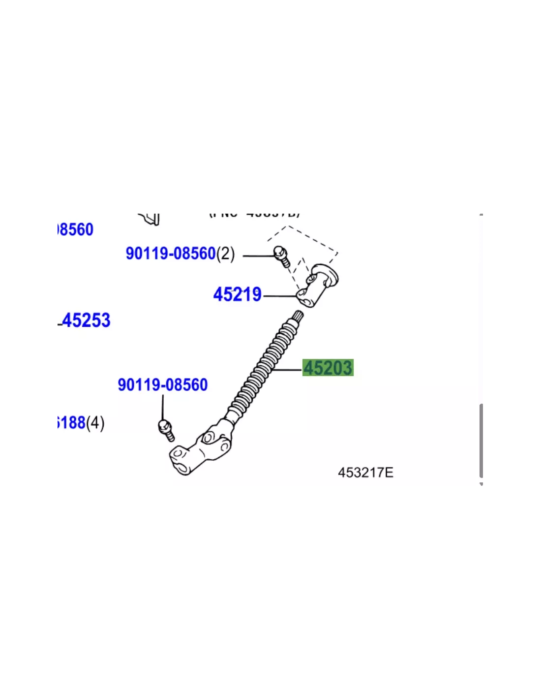 Arbre intermédiaire de colonne de direction KDJ12 TOYOTA - accessoire