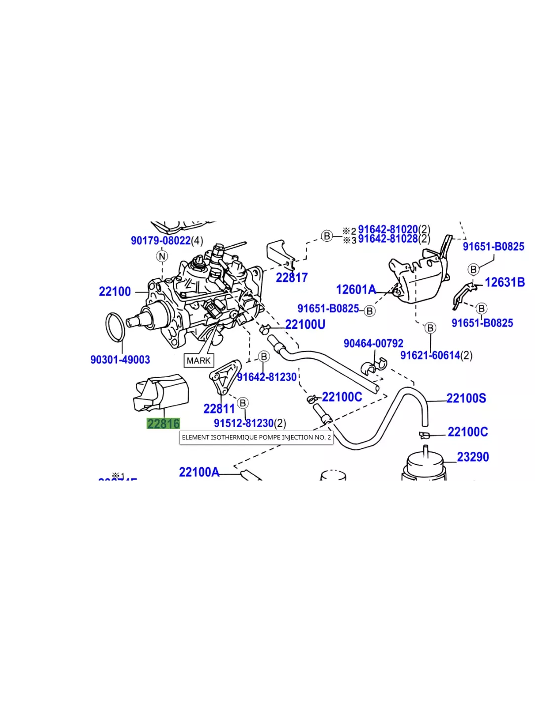 Isolateur pare chaleur inférieur de pompe à injection HDJ100 TOYOTA -