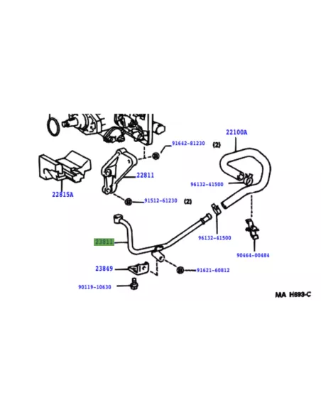 Conduite rigide arrivée gasoil pompe à injection HDJ80 24s TOYOTA -