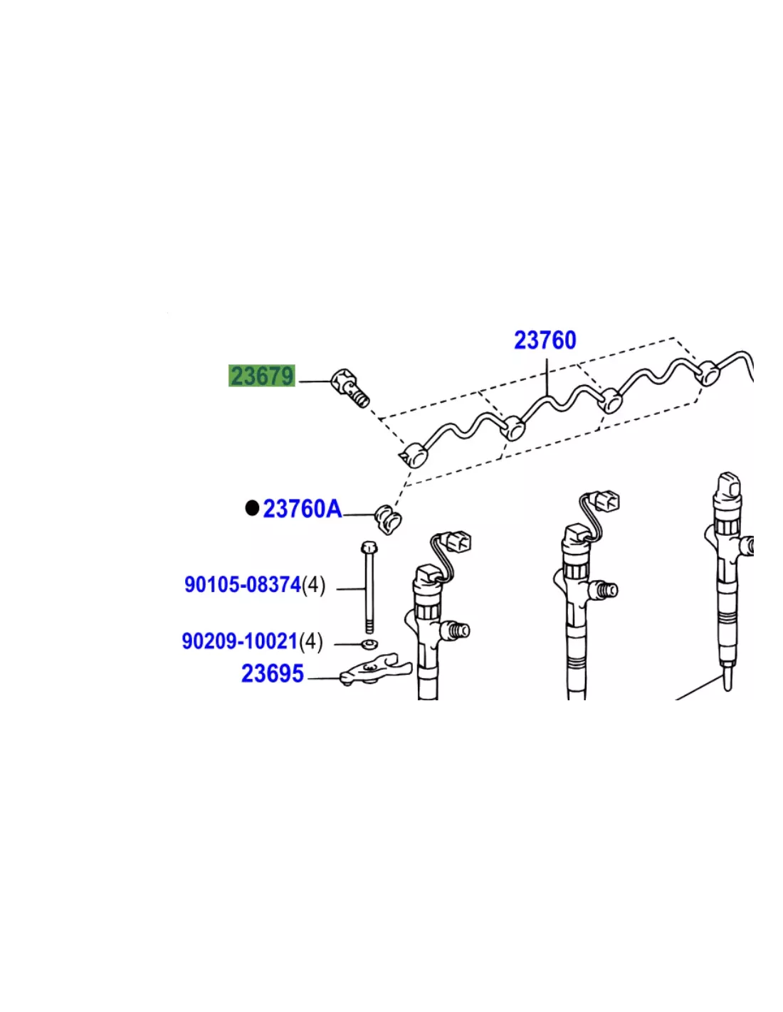 Vis creuse de rampe de retour d'injecteur KDJ9 KDJ12 163cv TOYOTA -