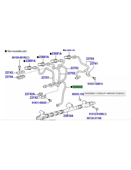 Conduite Rigide Haute Pression Pompe Injection 163cv Toyota