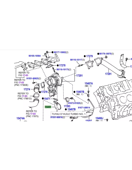 Receveur Huile Turbo Droit Toyota Land Cruiser VDJ200