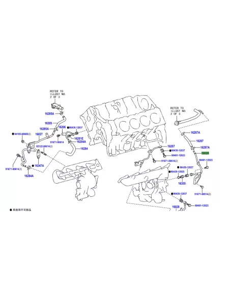 Conduite sur Turbo Alimentation Huile Turbo Gauche Toyota