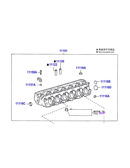 Culasse Nue avec Guides de Soupapes Toyota Land Cruiser