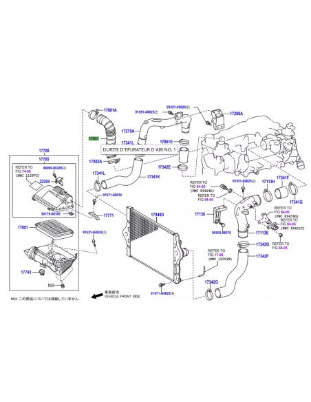 Durite accordéon entre boite à air et turbo KDJ15 TOYOTA - accessoire