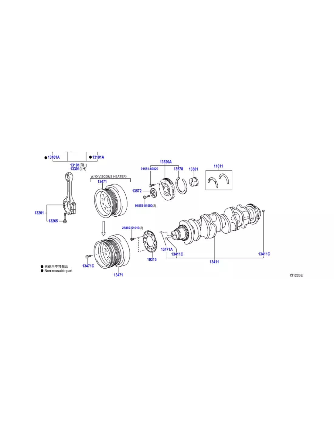 Poulie damper de vilebrequin VDJ200 TOYOTA - accessoire 4x4