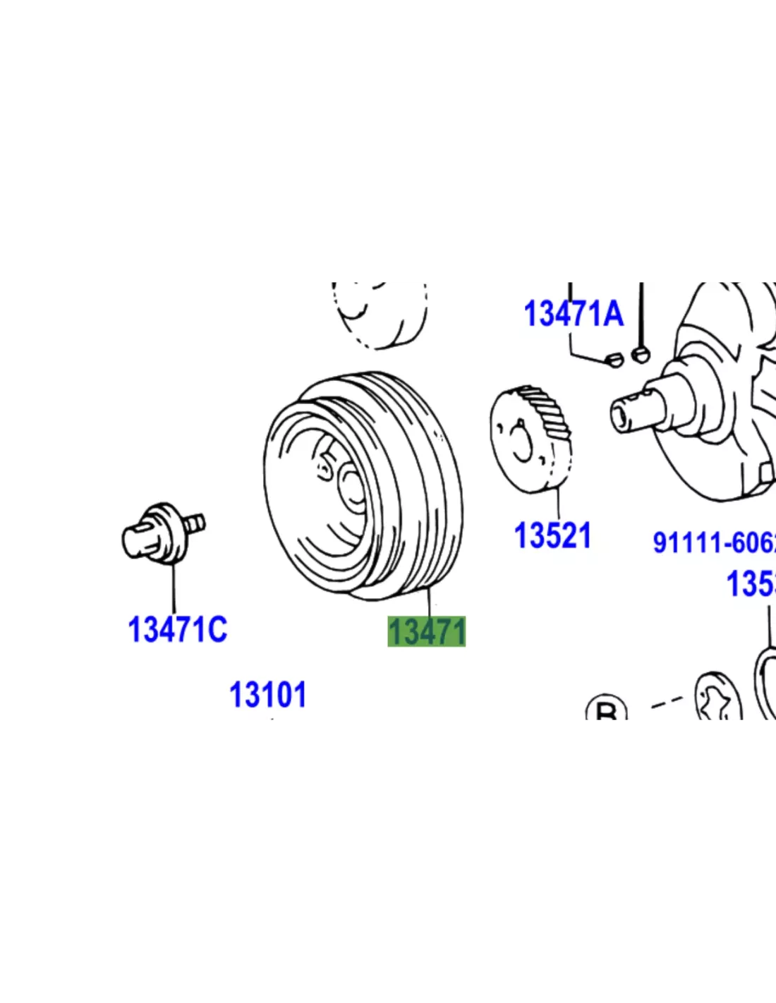 Poulie Damper Vilebrequin de Courroies Toyota Land Cruiser