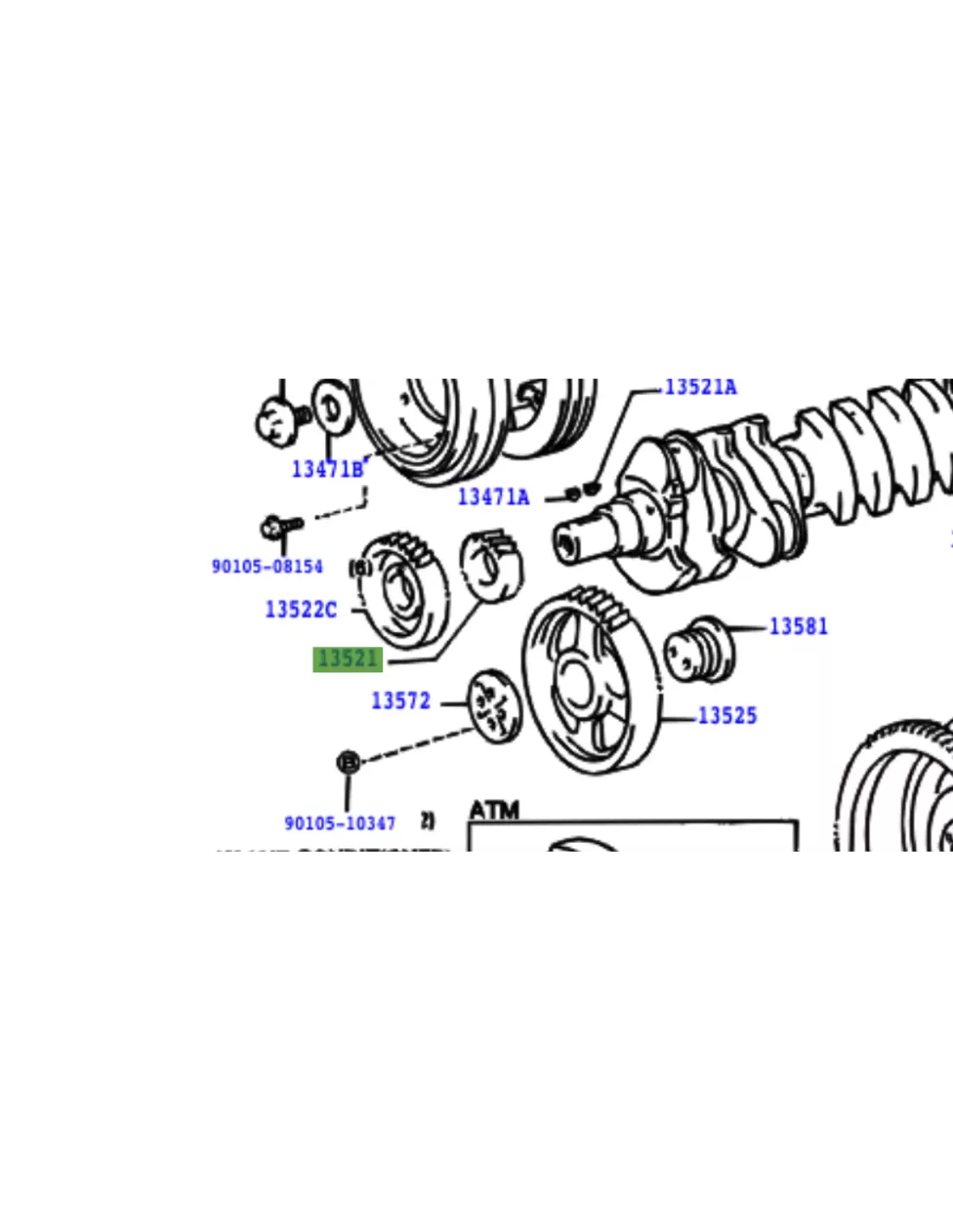Pignon sur vilebrequin entrainement distribution HDJ100 TOYOTA -