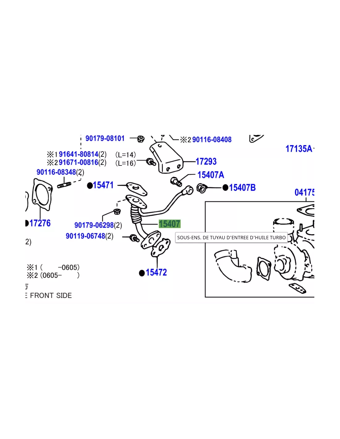 Tube rigide alimentation huile turbo KDJ9 KDJ12 163cv 166cv TOYOTA -
