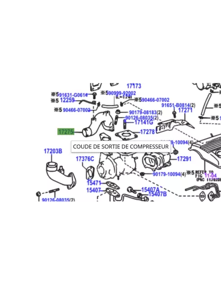 Coude aluminium entre turbo et intercooler HDJ100 avant 08/2002