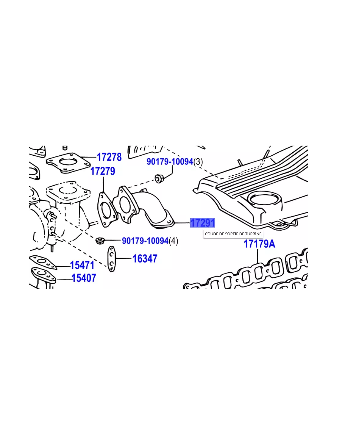 Coude descente de turbo HDJ100 08/2002+ entre turbo et primaire