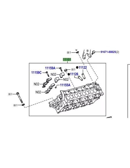 Culasse nue droite VDJ200 286cv - avec guides de soupape TOYOTA -