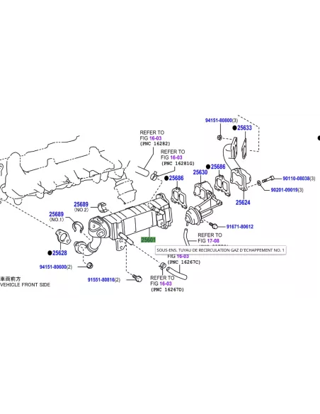 Refroidisseur de vanne EGR Hilux Vigo 3.0D4-D 07/2011+ TOYOTA -