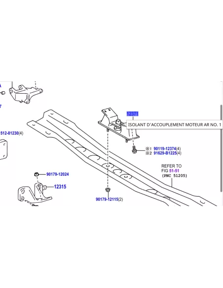 Silent bloc support moteur côté boite de vitesses automatique HDJ100