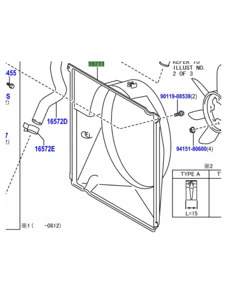 Buse radiateur tunnel hélice visco coupleur ventilateur VDJ200 TOYOTA