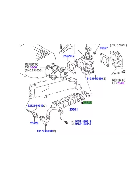 Joint entre refroidisseur et vanne EGR KDJ120 KDJ125 166cv TOYOTA -