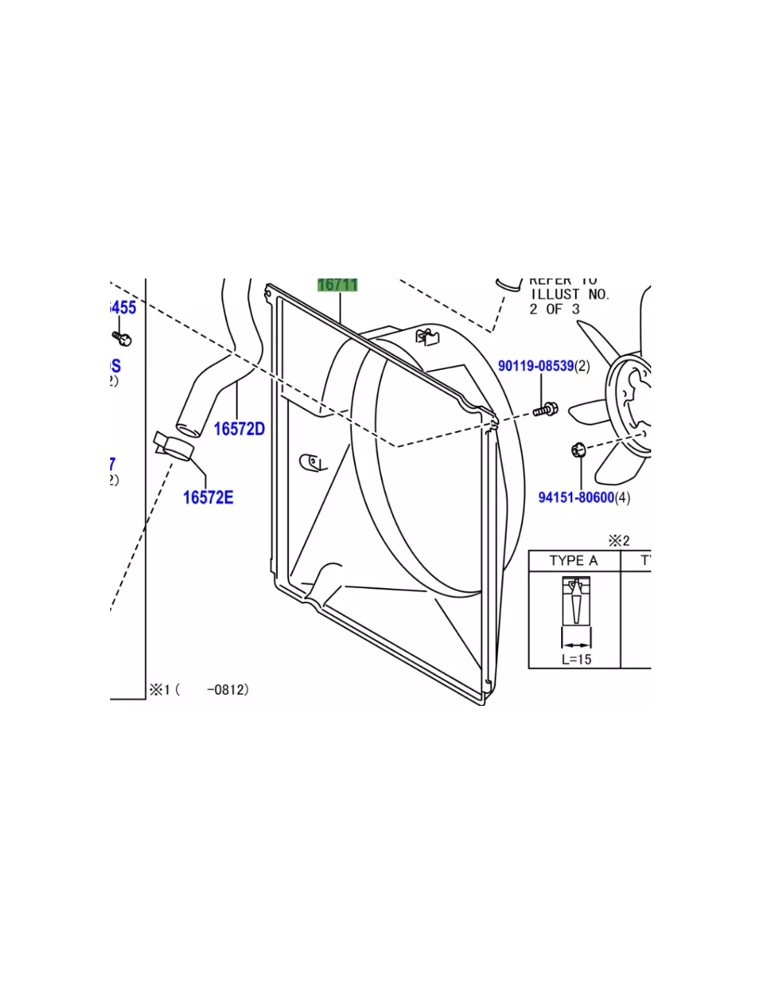 Buse radiateur tunnel hélice visco coupleur ventilateur VDJ200 TOYOTA