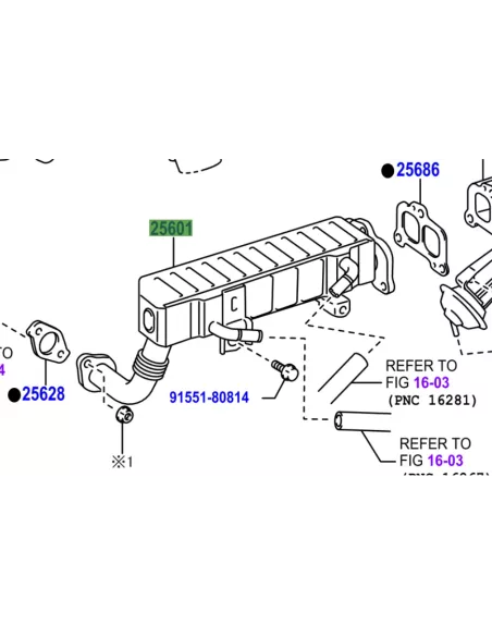 Refroidisseur EGR recirculation gaz échappement KDJ15 190cv TOYOTA -