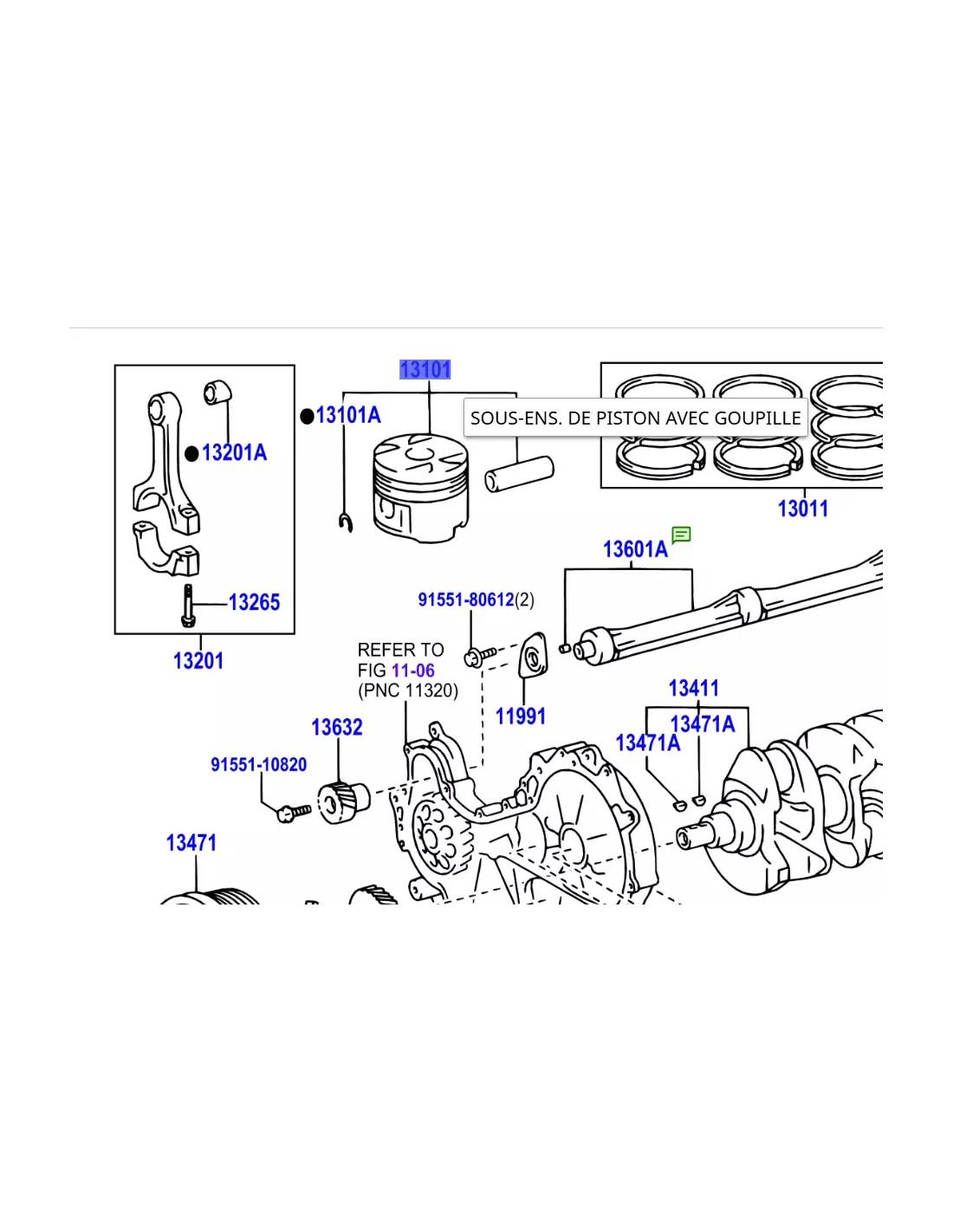 Piston moteur KDJ9 KDJ12 163cv - Marquage 2 - Cote standard TOYOTA -