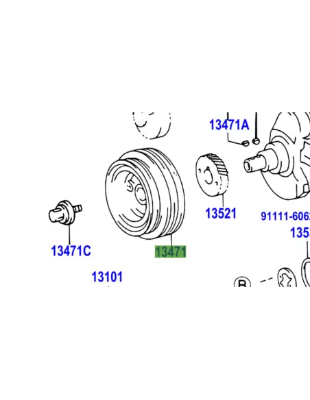 Poulie damper vilebrequin de courroies KZJ7 KZJ9 TOYOTA - accessoire