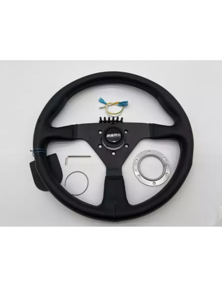 Volant plat trois branches cuir noir Ø350mm DTC PARTS - accessoire 4x4