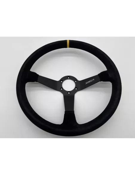 Volant Racing en cuir noir Ø380 en peau retournée DTC PARTS -
