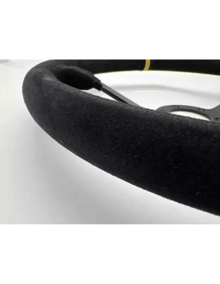 Volant Racing en cuir noir Ø380 en peau retournée DTC PARTS -