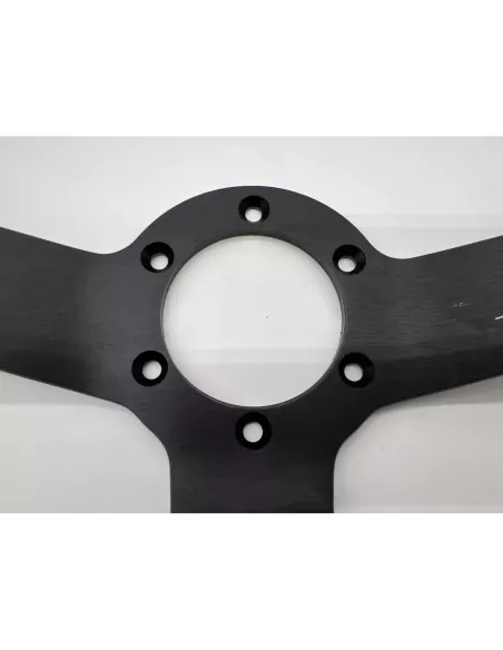 Volant Racing en cuir noir Ø380 en peau retournée DTC PARTS -