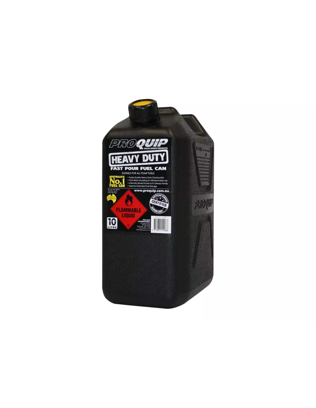 Jerrycan carburant - plastique noir 10L - avec bec verseur amovible