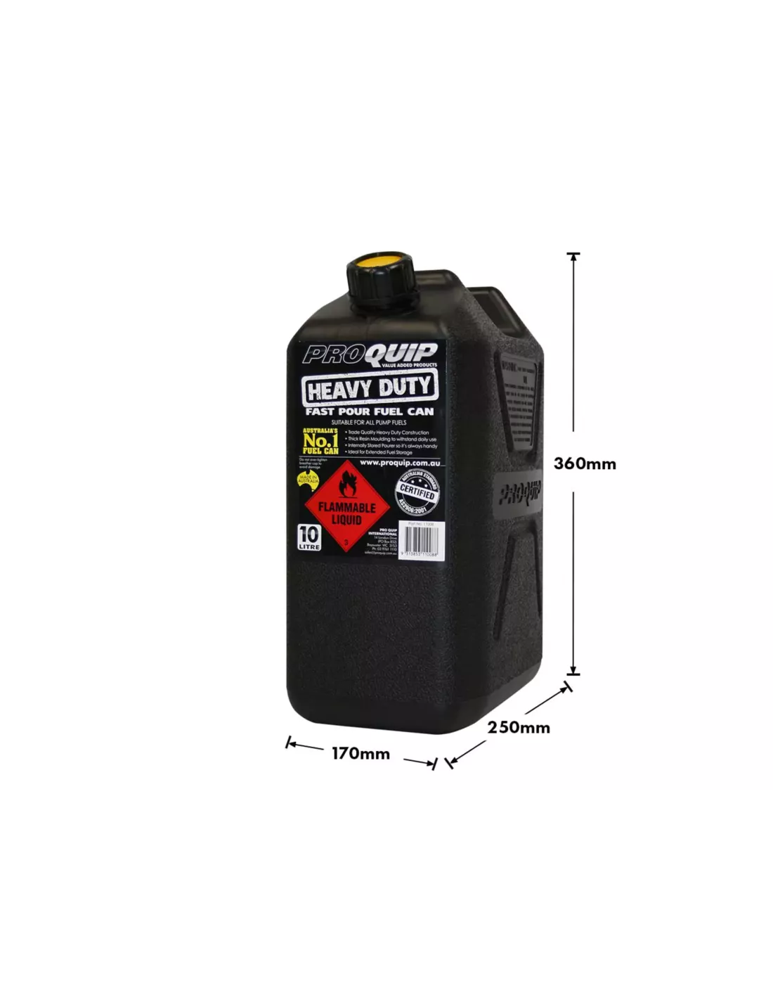 Jerrycan carburant - plastique noir 10L - avec bec verseur amovible