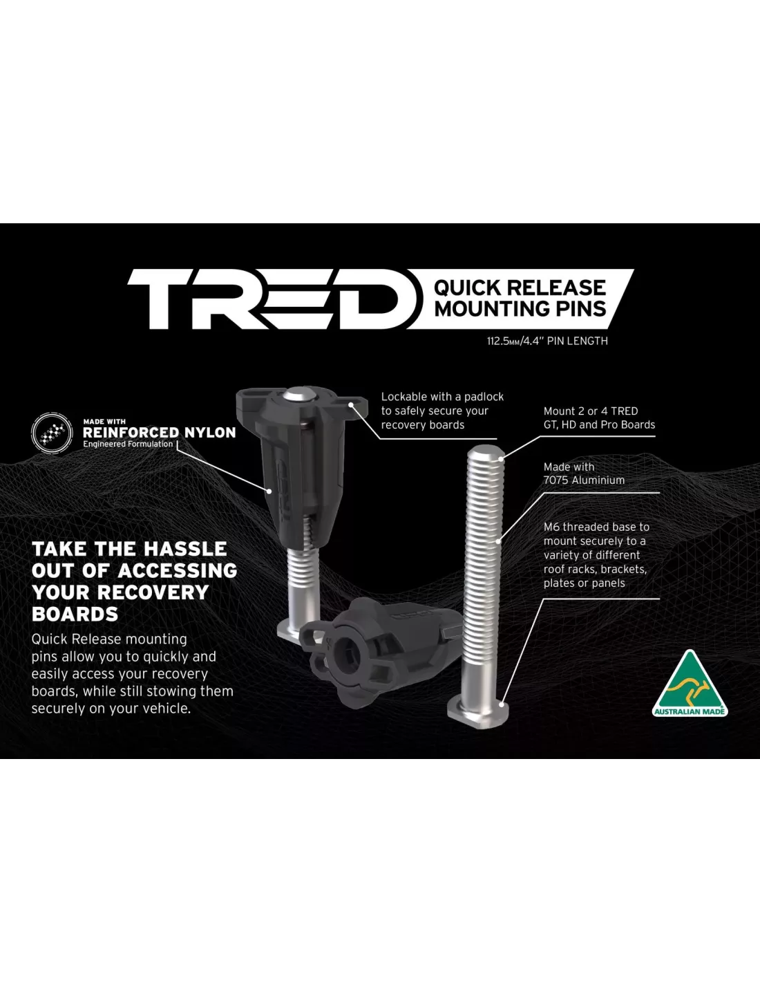 Axes à verrouillage rapide 113 mm pour plaque à sable Tred TRED -