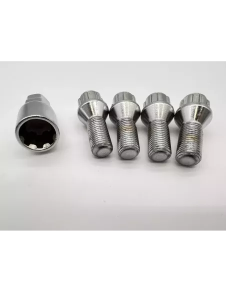 Lot de 4 goujons de roue antivol chromés 14x150 - Cône 60° DTC PARTS