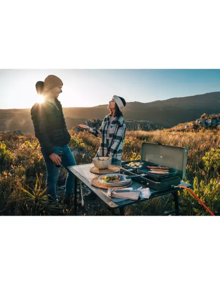Réchaud portable à gaz 2 brûleurs avec Plancha Cadac 2 Cook 3 Pro
