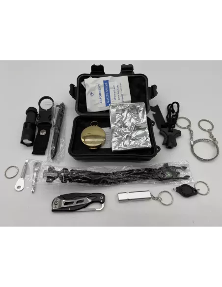 Coffret étanche d'accessoires tactiques et de survie - 18 pièces DTC