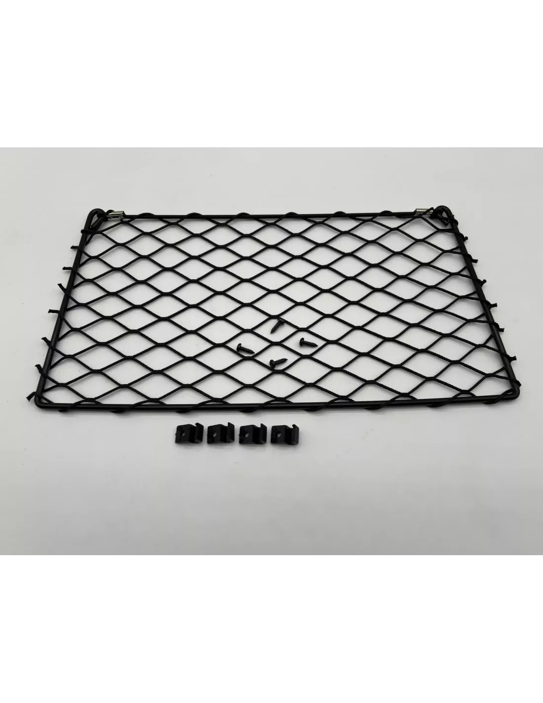 Filet de rangement avec cadre acier noir 370x200mm - avec cavaliers