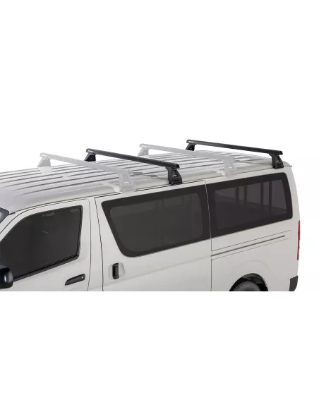 Kit 2 barres de toit noire Heavy Duty 1500mm avec pieds RL150 RHINO