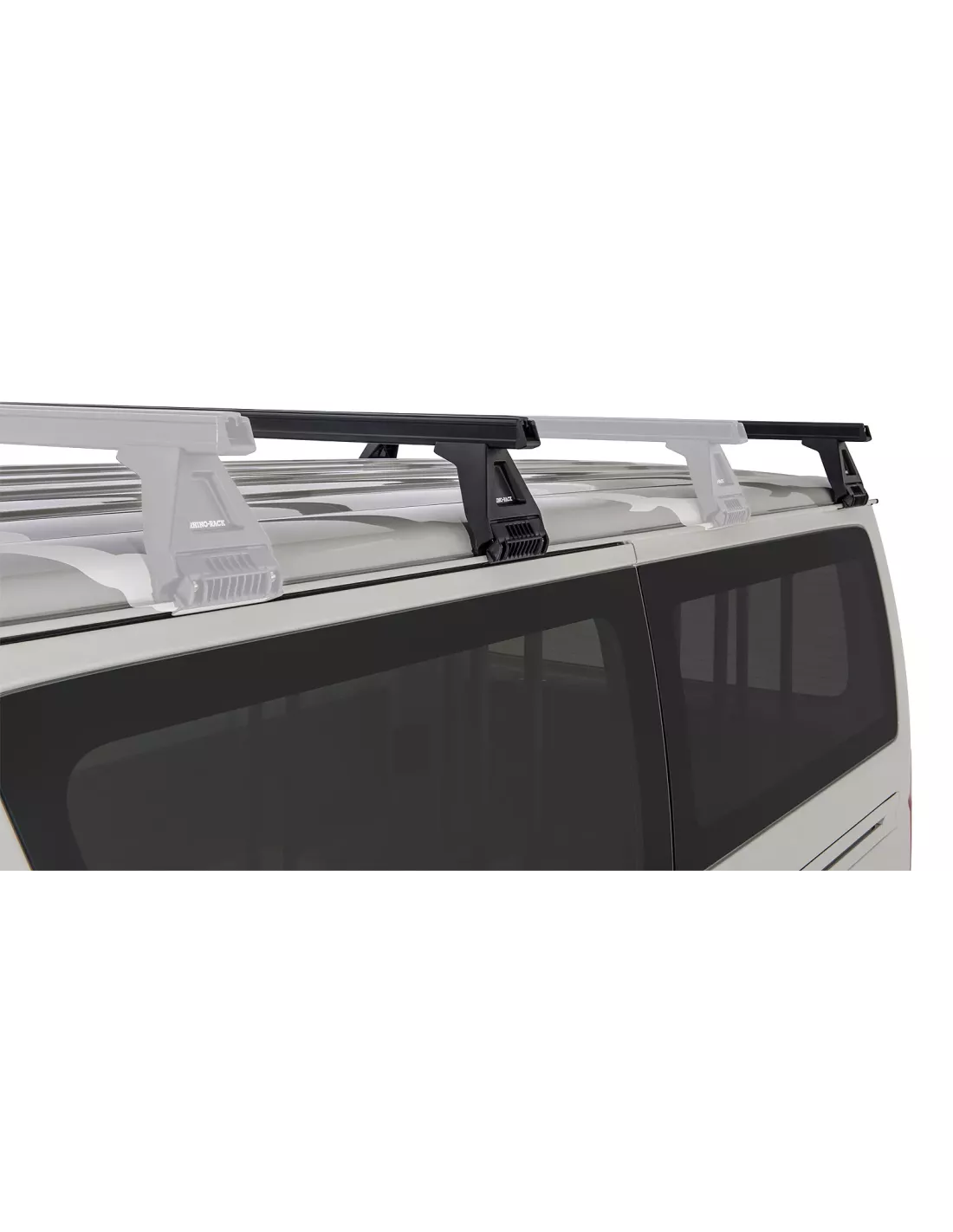 Kit 2 barres de toit noire Heavy Duty 1500mm avec pieds RL150 RHINO